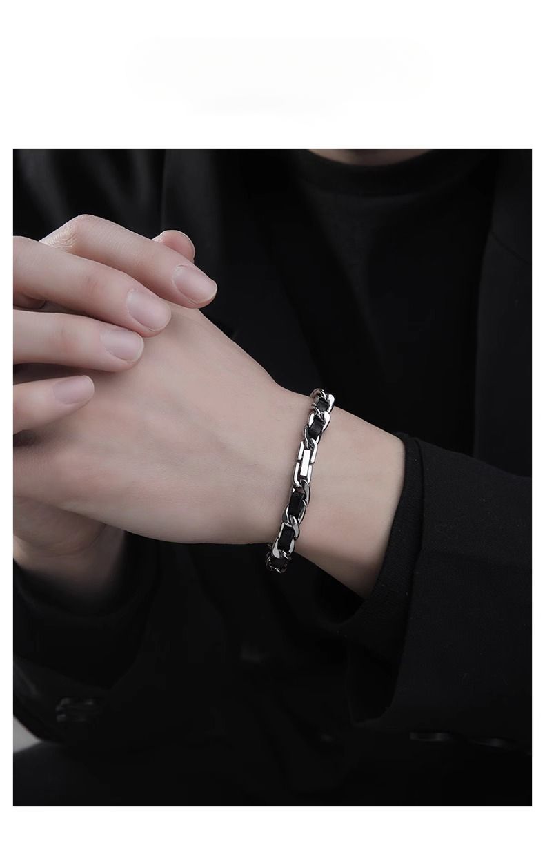 Bracelet For Men Titanium Steel Design Niche Domineering High-end Feel Hip-hop Trendy Men's Cuban Wrist Jewelry_voghion.com