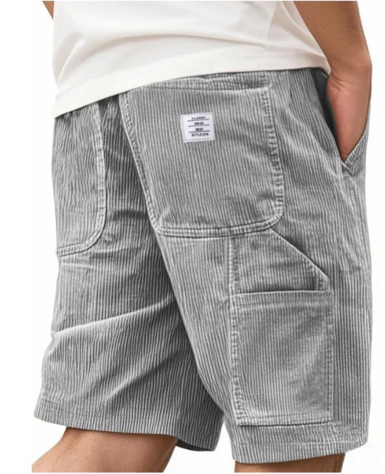 Cargo-Shorts aus Vintage-Cord für Herren mit mehreren Taschen und gesticktem Logo – bequeme und stylische Arbeitsshorts für den Sommer_voghion.com