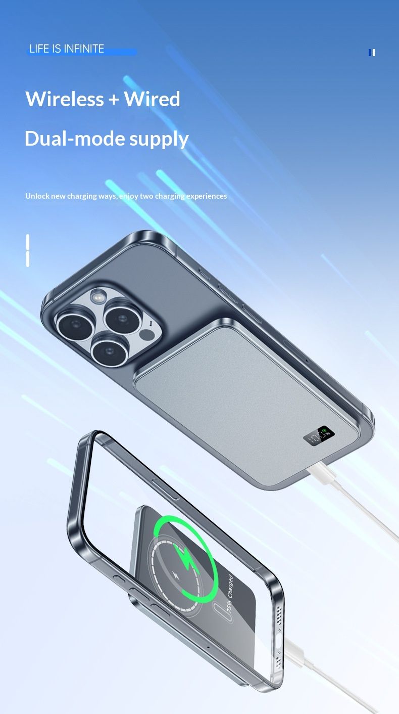 Ricarica rapida magnetica wireless transfrontaliera compatibile con telefoni e auricolari Display digitale ultrasottile_voghion.com