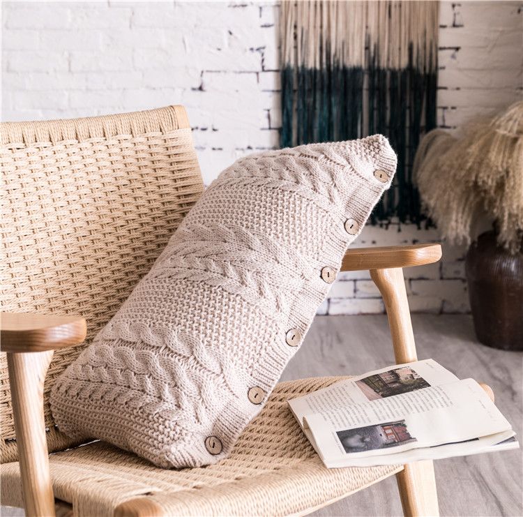 Nordisk stil enkel ensfarget geometrisk ull lang midje pute hjem stoff tiger krakk sofa pute nattbordspute_voghion.com