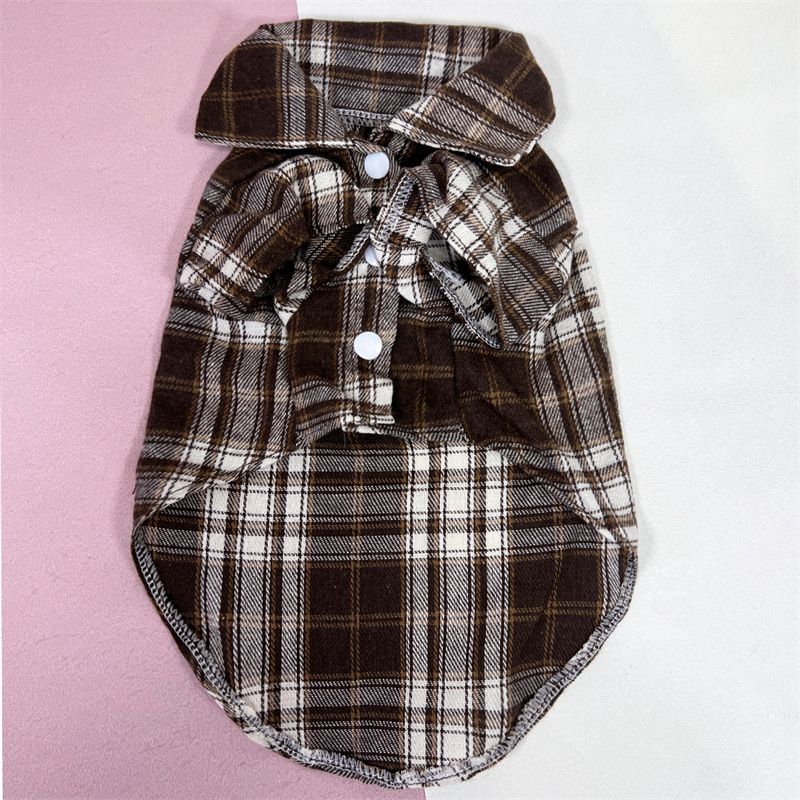 Vestiti per animali domestici Teddy Pomerania Cani di piccola e media taglia Versatile Plaid Gatto Comoda camicia_voghion.com