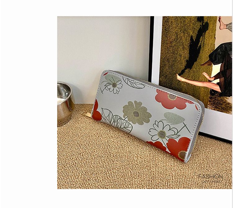 Torebki damskie Portfel Damska modna torebka wieczorowa z nadrukiem kwiatowym Wersja damska Portfel PU o dużej pojemności, etui na karty, portmonetka na monety_voghion.com