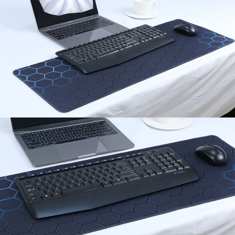 Anti-Slip gummi klud overflade spil musemåtte tastatur pad, størrelse: 90 x 40 x 0,2 cm (blå honeycomb)_voghion.com