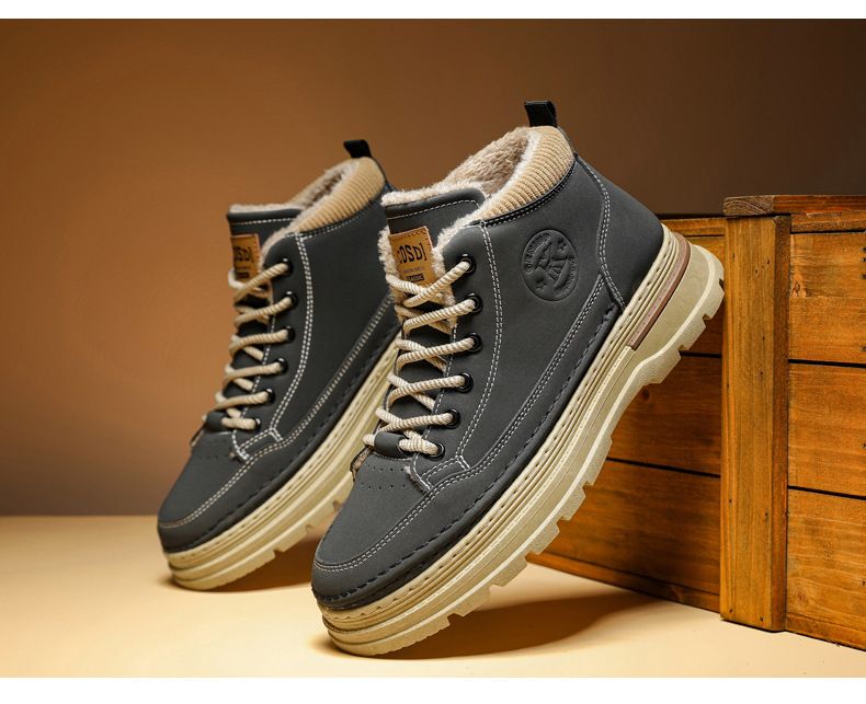 Herren Winter-Schneestiefel mit Kunstfellfutter, wasserdicht, rutschfest, Freizeitschuhe für kaltes Wetter_voghion.com