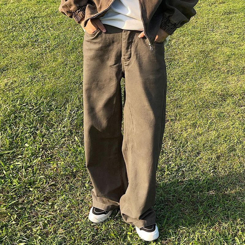 Herrenbekleidung Neue amerikanische lässige Retro-Straight-Jeans für Männer im Frühling und Herbst, Nische, alter lockerer Cleanfit-Hosentrend_voghion.com