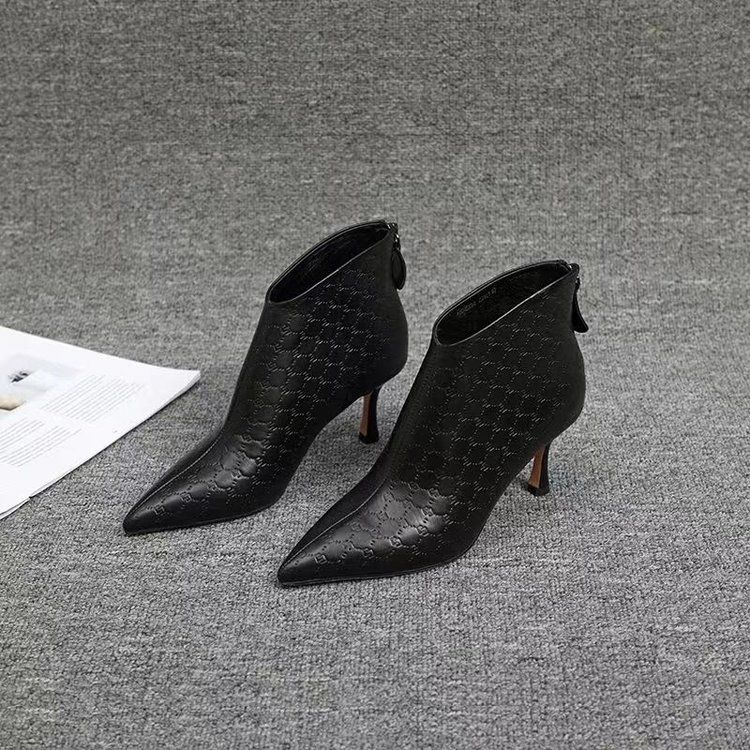 Women's Shoes Fashion Temperament Real Soft Leather Nude Boots Pointed High Heel Commuting Short Tube Single Boots Plus Velvet Stiletto Short Boots_voghion.com