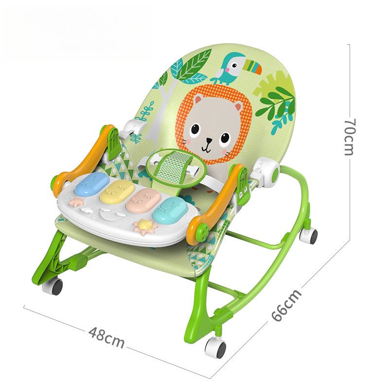 Sedia a dondolo musicale per bambini, sedia a dondolo multifunzione con carrello scorrevole, culla rilassante, pedale, pianoforte giocattolo_voghion.com