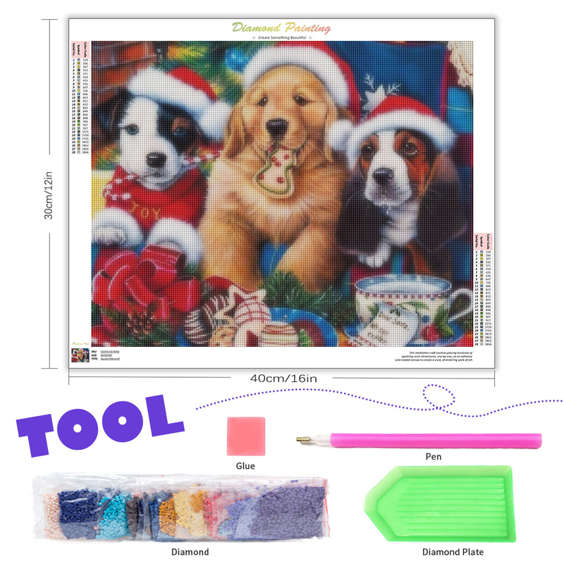 Fotopersonalizado 5d pintura de diamante taladro completo redondo Kits de Navidad mosaico de diamantes perros animales imágenes Diy bordado Decoración_voghion.com