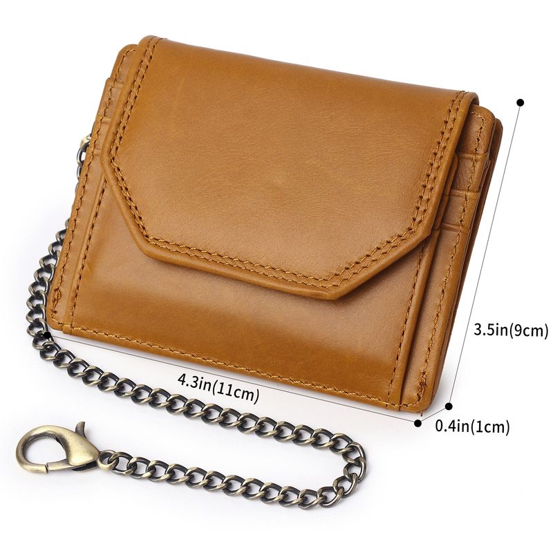 First layer oil wax leather men's RFID anti magnetic and anti-theft real pickup bag short style zero wallet_voghion.com
