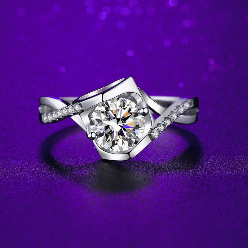 Sterling silver sten klassisk dam high-end hjärta åtta pil Mo Sang diamantring Tiktok livesändning_voghion.com