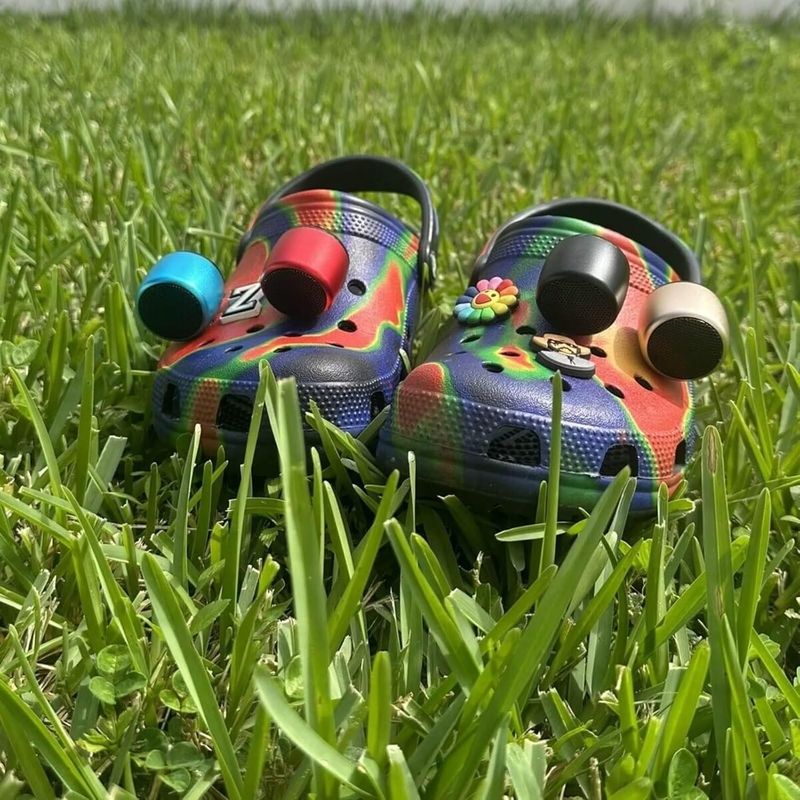 Croc Hoparlör, Croc İçin Mini Hoparlör, Cadılar Bayramı Mini Hoparlör, Bluetooth Croc Charm, Mavi-Mor Solma_voghion.com