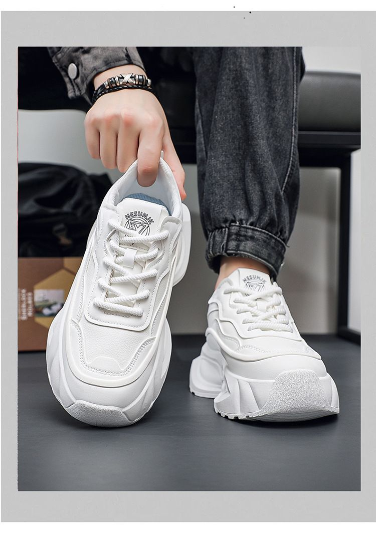 Men's Fashion Sneakers - Lightweight Running Shoes With Thick Sole For Casual Wear, Breathable Mesh Lining, Comfortable Low-Top Design For Daily Use_voghion.com