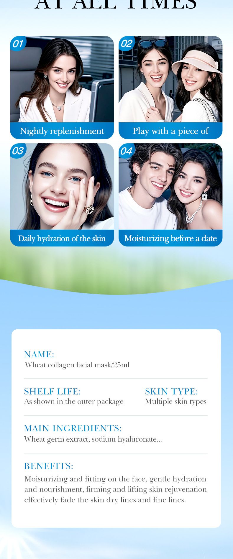 SADOER Wheat Collagen Mask 25ml * 10 Pieces (Wheat/Olive/Papaya) Moisturizing And Brightening Moisturizing Mask, Papaya: Enzymes Gently Rejuvenate_voghion.com