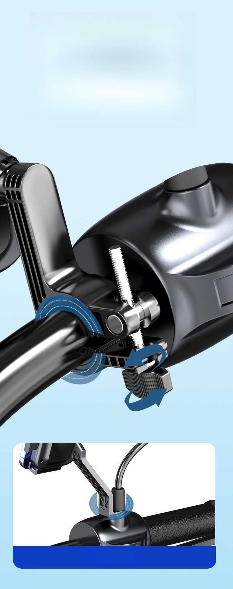 Support de téléphone pour rétroviseur de moto électrique, support de navigation antichoc pour vélo en extérieur_voghion.com
