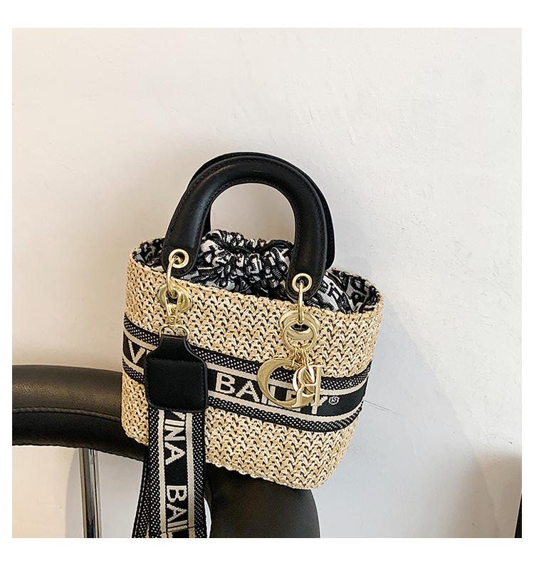 Borse da donna piccola borsa portatile intrecciata alla moda per le donne 2022 estate nuova borsa a tracolla larga in paglia borsa a tracolla singola per verdure_voghion.com