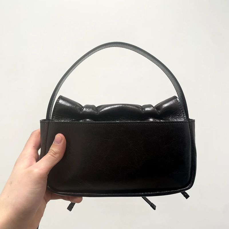 INS Spring And Summer New Retro Wrinkled Bow Handbag, Women's Shoulder Crossbody Bag, Fashion Small Bag Casual Versatile Simple Daily_voghion.com