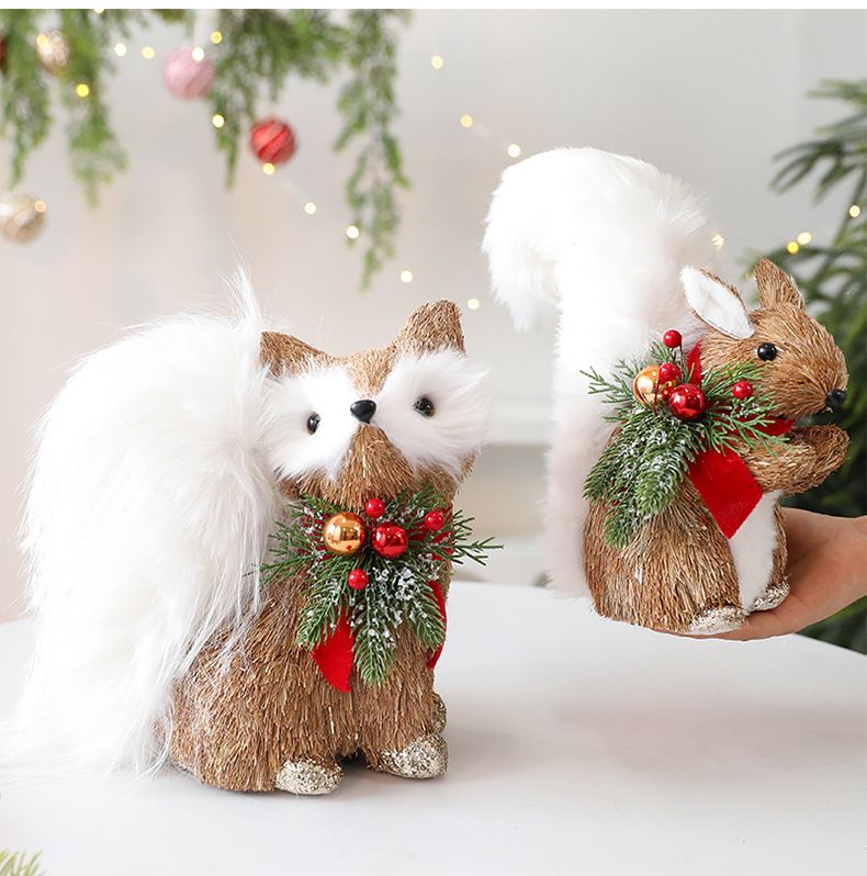 Festive Foam Christmas Animal Decorations Set - Fox, Squirrel & Reindeer Ornaments For Tree, Window And Holiday Display (European Style)_voghion.com