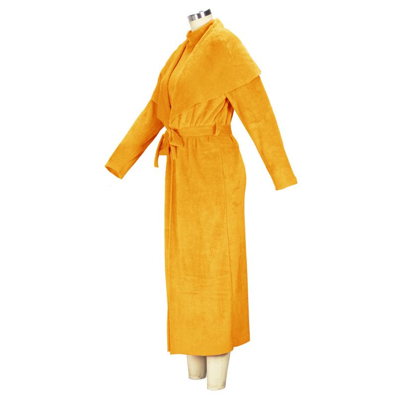 Women's clothing temperament dress and coat two-piece fashion loose long cardigan velvet suit_voghion.com