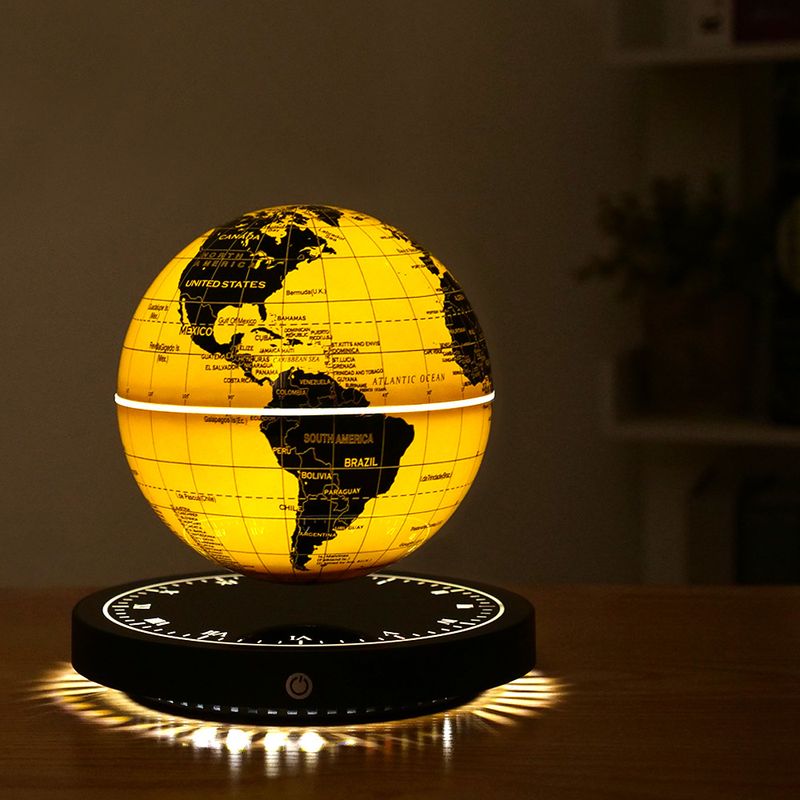 Glob de levitație magnetică, lumină de noapte rotativă 3D tridimensională, cadou pentru iubit, birou tehnologic negru_voghion.com
