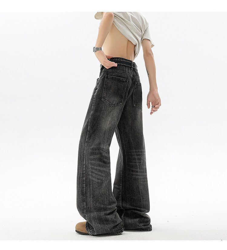 Jeans lunghi 190 Tall Extended Cleanfit Lightning Crack da uomo, pantaloni dritti con micro-pull dal design alla moda_voghion.com