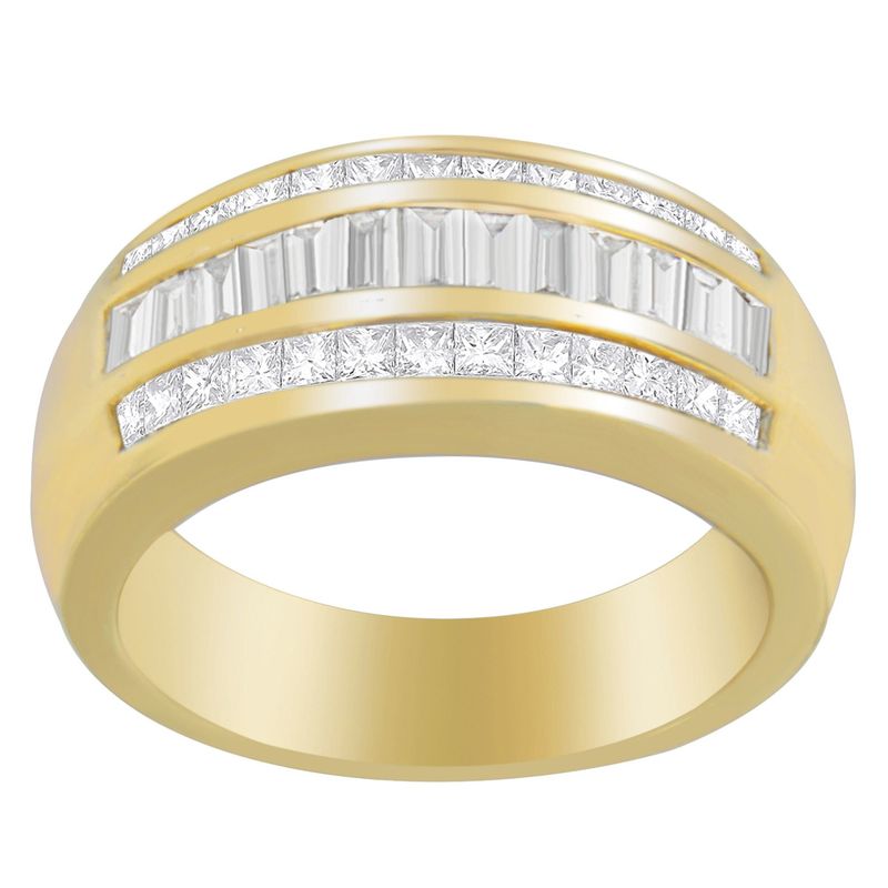 14K Yellow Gold 1ct. TDW Princess and Baguette-Cut Diamond Ring(H-I, SI1-SI2)_voghion.com