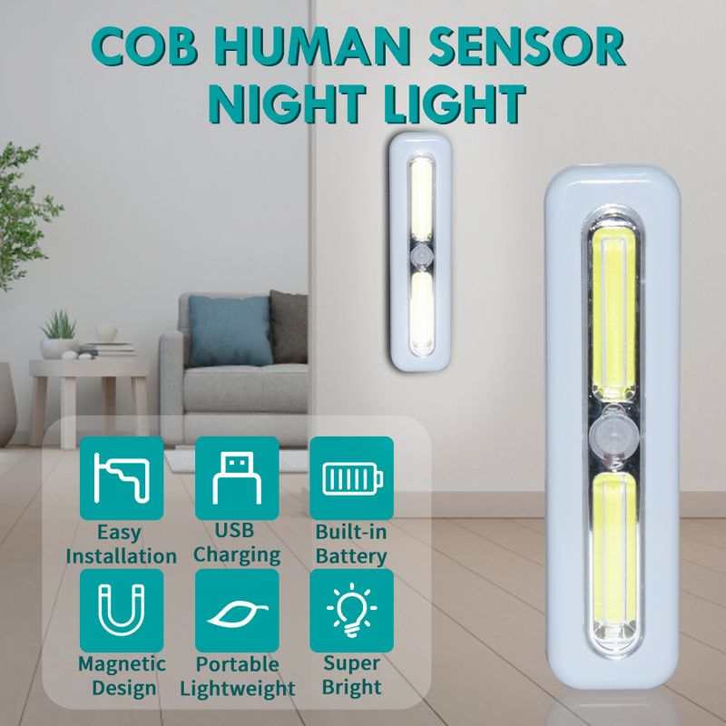 COB Motion Sensor Night Light Wireless USB Rechargeable LED Nightlight for Bedroom Kitchen Car Cabinet Closet Staircase Lighting_voghion.com