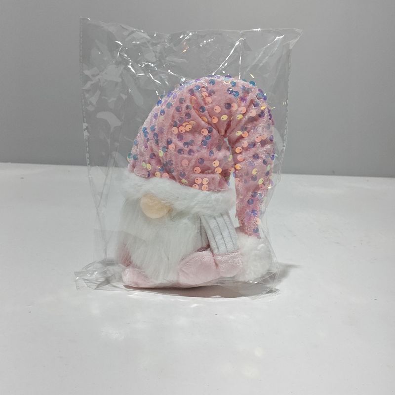 Funkelndes rosa Glitzer-Weihnachtsfiguren-Set – Stehender Weihnachtsmann, Schneemann und Rentier als Schreibtischdekoration für weihnachtliche Stimmung._voghion.com