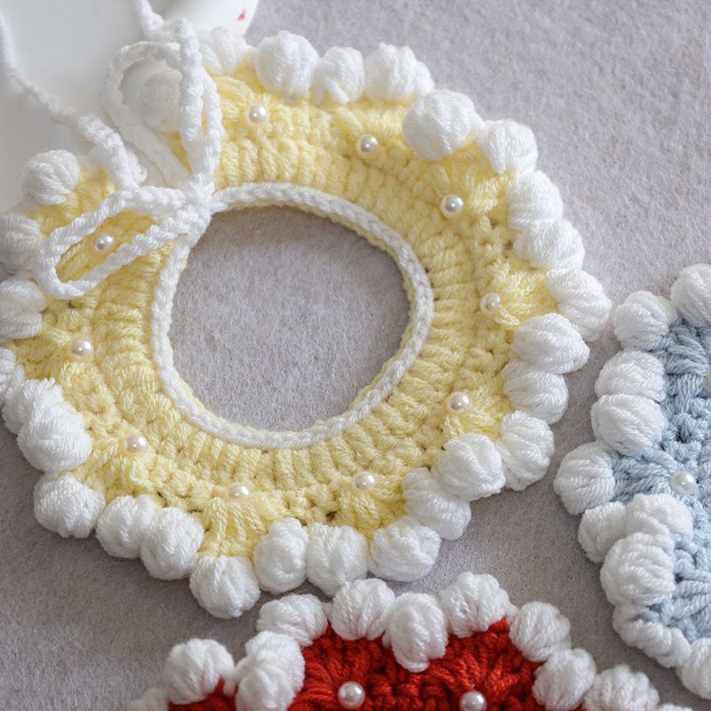 Collier pour chat/chiot/petit chien, style Instagram, tricoté à la main, avec perles fraîches._voghion.com