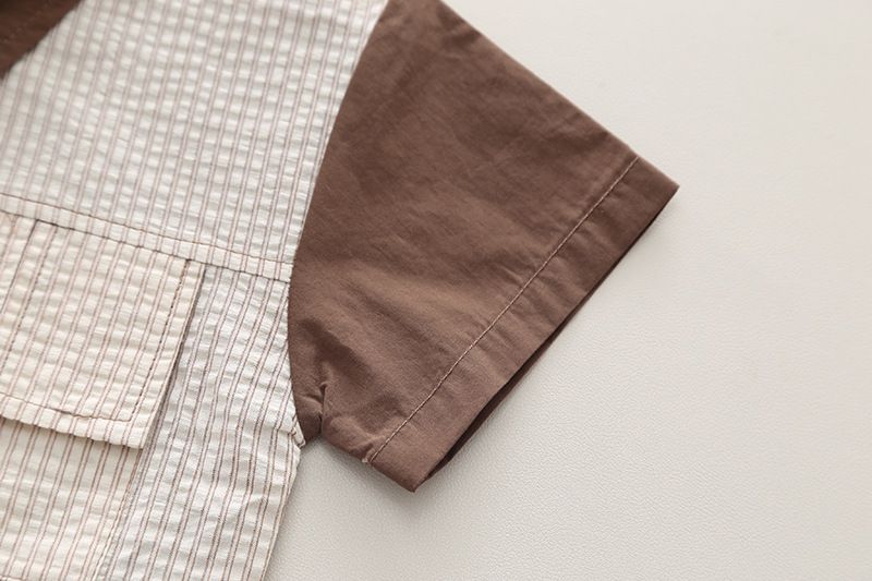 Camisa colorida de verão 2024 para meninos, manga curta, shorts casuais para bebês, conjunto de três peças da moda_voghion.com