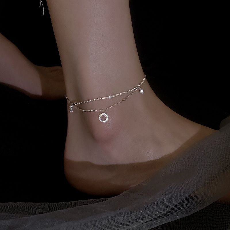 2025 Women's New Trend Double - Layer Geometric Circle Anklet - Simple Light Luxury Foot Jewelry_voghion.com