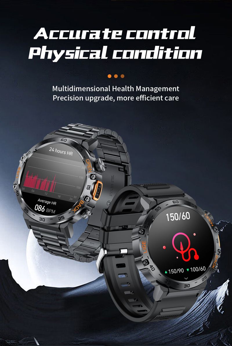 2025 LED Flashlight Smart Watch Military Watches SOS Bluetooth Call Waterproof Health Monitor Sport Smartwatch For_voghion.com