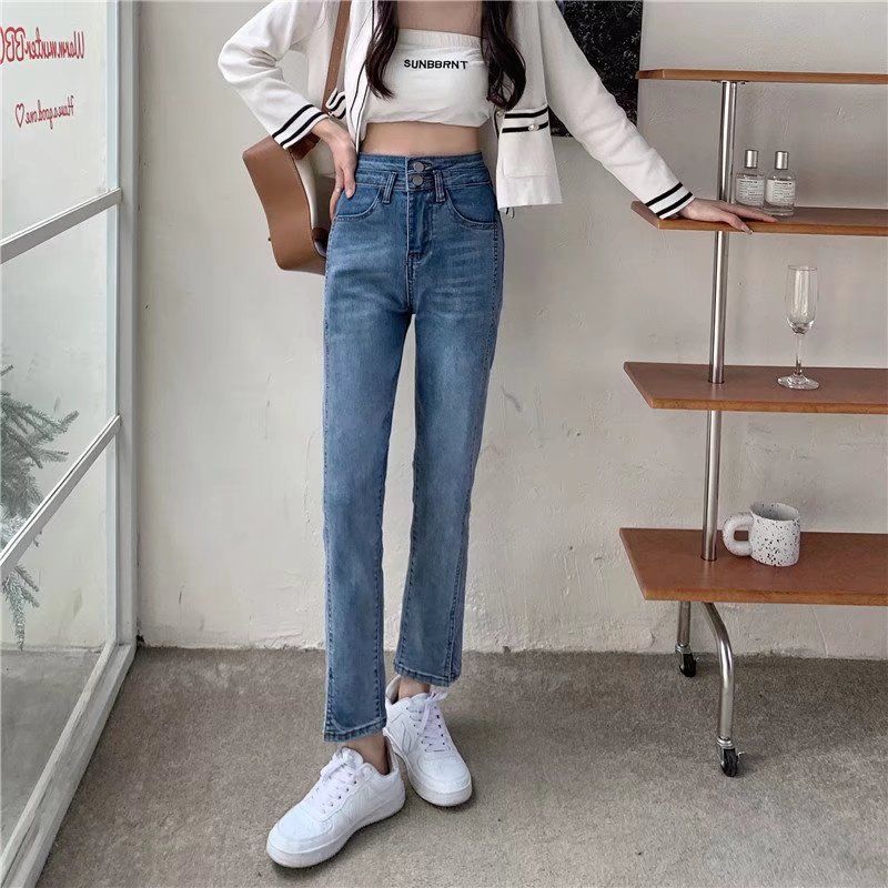 Weite Jeans Damen im Frühling, Lockere Passform für Mädchen, Gerades Oberteil Übergröße, Schlankheitsdesign, Chubby MM, Zigarette_voghion.com