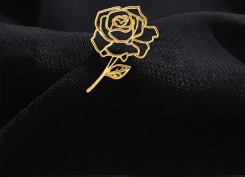 Beliebte Hohlmetall-Rosenbrosche, hochwertige Weiblichkeitsbrosche für Strickjackenjacken, zarte Anstecknadeln_voghion.com