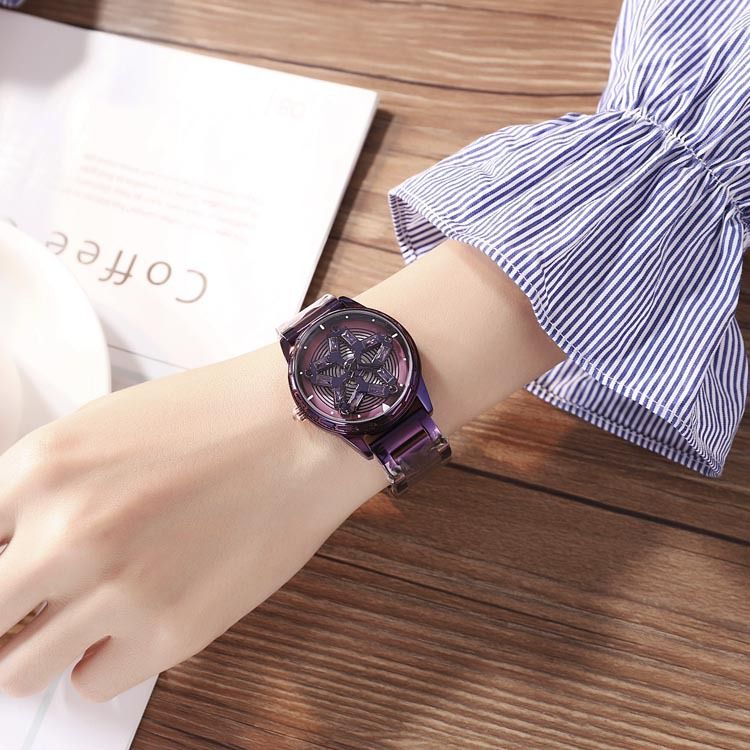 Ceas de lux pentru femei cu cuarț impermeabil, curea din oțel, cu diamant pătrat și stea cu cinci colțuri, nou, cu timp de funcționare_voghion.com