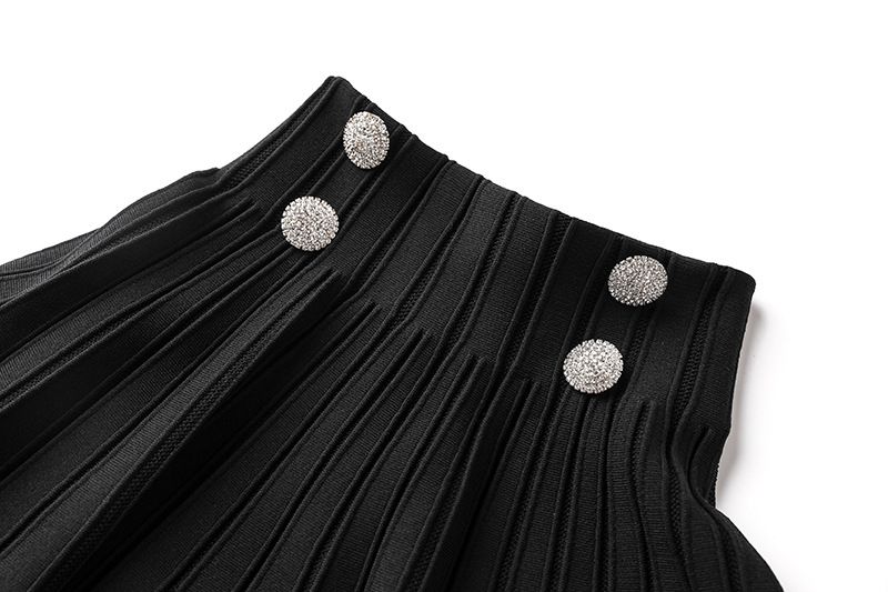 Women's Clothing new style elegant pleated skirt waist slimming ruffled hem v neck cardigan jacket + short skirt suit_voghion.com