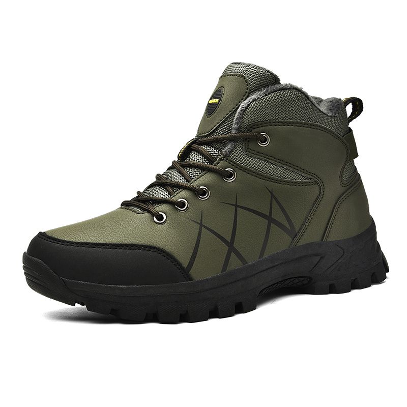 Winter Herrenstiefel High Top Wanderschuhe Warme Plüsch Stiefeletten Wasserdichte Leder Sneakers Outdoor Männliche Wanderstiefel Arbeitsschuhe_voghion.com
