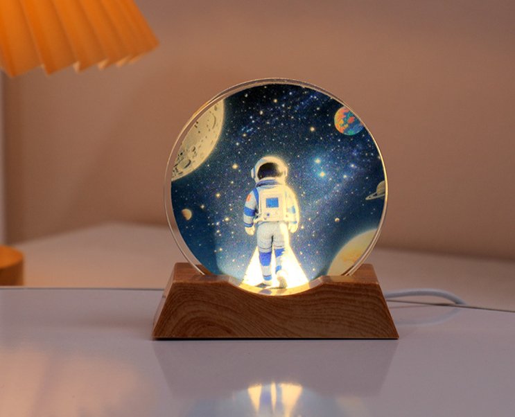 Lampada da tavolo con luce notturna luminosa a disco di cristallo, regalo creativo, decorazione da scrivania_voghion.com