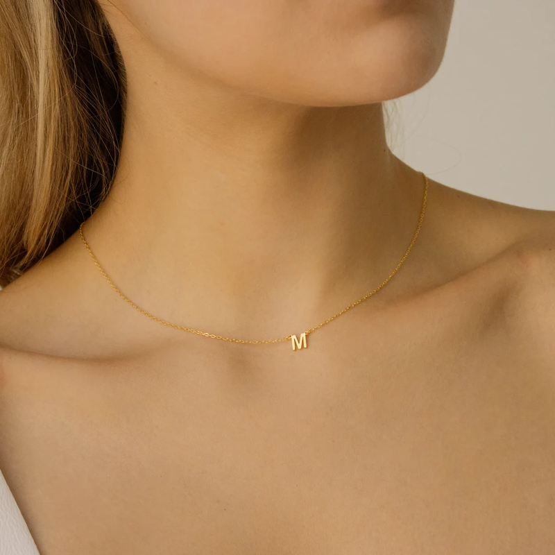 Collier avec lettres initiales en acier inoxydable pour femmes, pendentif de bijoux, alphabet, nom unique, collier ras du cou, livraison directe_voghion.com