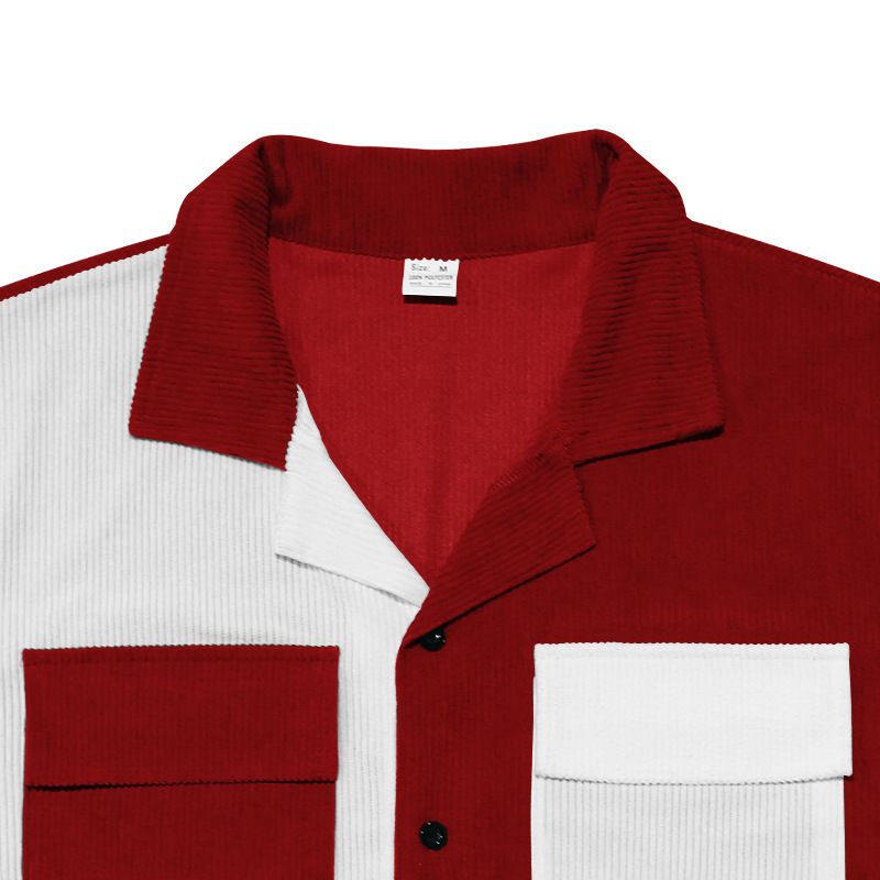 2024 Sommer Neue Herren Farbblock Ärmel Atmungsaktiv Freizeit Strand Hemd Kurze Taste Strickjacke_voghion.com