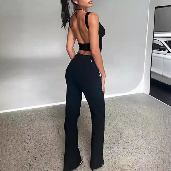 Gilet estivo da donna Hot Girl senza maniche con bretelle e schiena scoperta in seta di latte_voghion.com