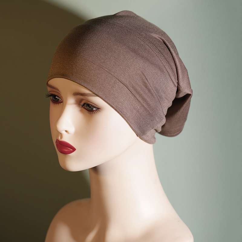 Gorro musulmán de algodón puro de color liso, con base de algodón mercerizado, elástico y transpirable_voghion.com