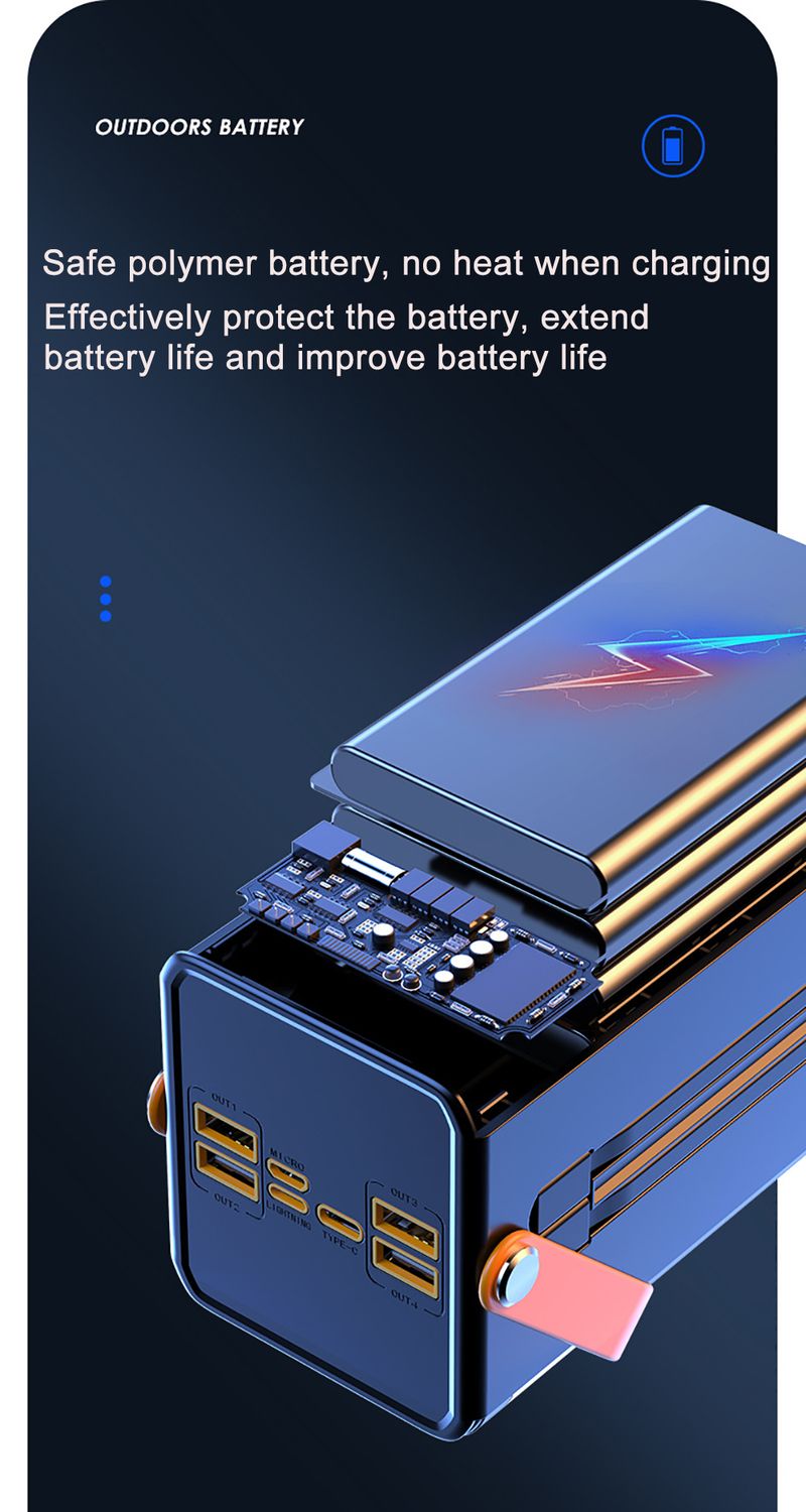 60000mAh Taşınabilir Güç Bankası 120W Hızlı Şarj Güç İstasyonu Açık Hava Acil Durum Güç Bankası Güneş Jeneratörü Kamp Telefonu İçin LED_voghion.com