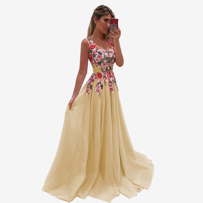 Ärmelloses bodenlanges langes Kleid für Damen, grenzüberschreitendes Angebot, langes Kleid MI0746_voghion.com