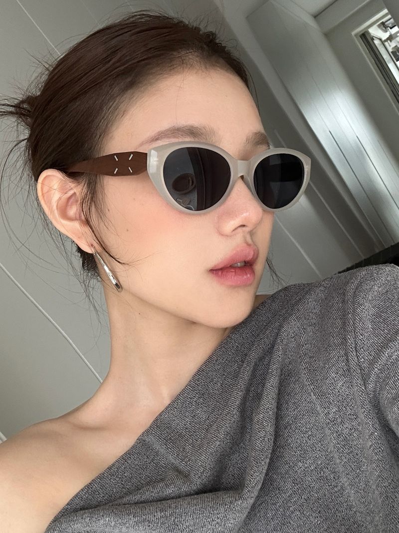 LazyZoom High-Grade Polarized Cat Eye Women's Square Round Face Slimming European And American Gyaru Style Ins Sunglasses Wood_voghion.com