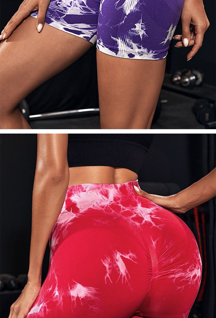 Dámské oblečení Nové batikované jógové kraťasy Sportovní kalhoty Rychleschnoucí Dámské fitness kalhoty Pohodlné elastické přiléhavé jógové kalhoty s vysokým pasem_voghion.com