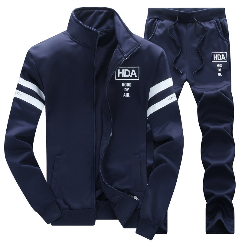 Nuovo set da uomo HDA con giacca sportiva e colletto alla coreana, casual e alla moda, a maniche lunghe_voghion.com
