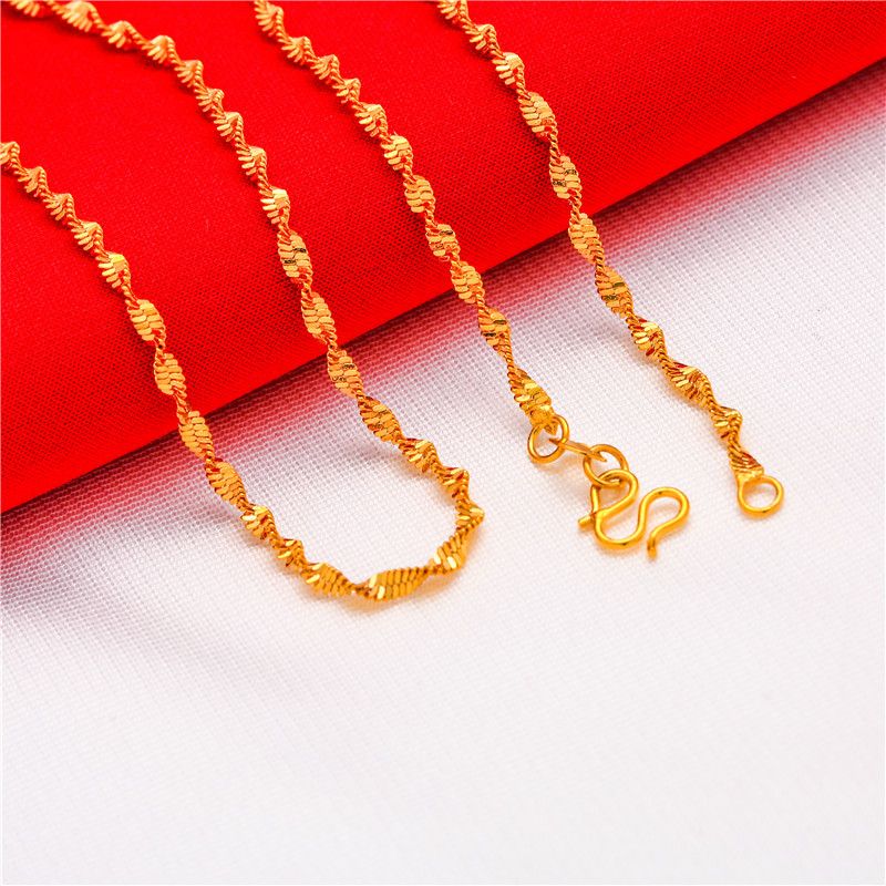 Vietnamese Gold Plated For Women Water Wave Snake Bone Box O-shaped Necklace_voghion.com