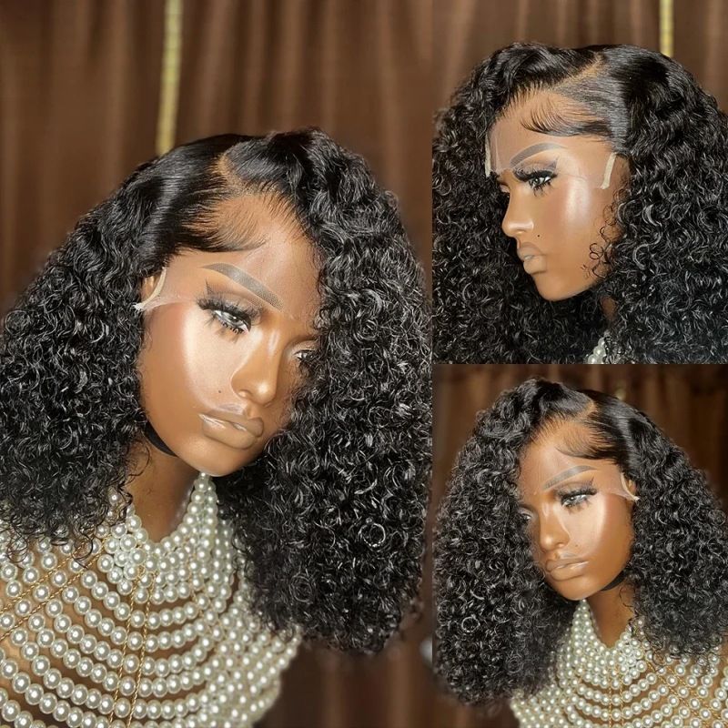 12A Jerry Curly Bob Braziliaans Menselijk Haar 13*4 Frontale Pruik_voghion.com