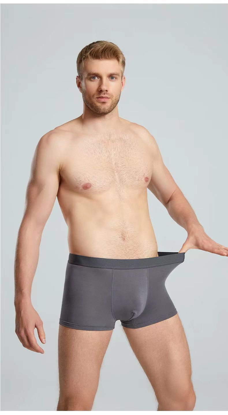 Boxer en modal antibactérien respirant et sans coutures pour homme, style années 50, entrejambe en soie, doux, très élastique, sensation chair, grande taille_voghion.com