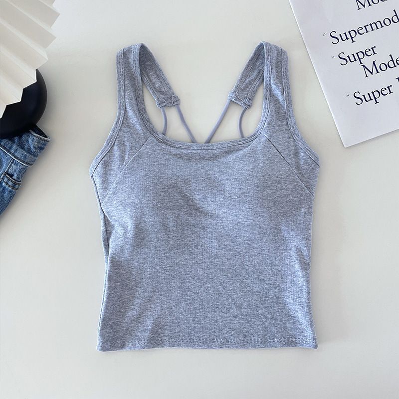 Spicy girl wearing camisole, vest, lingerie, women's fixed cup, one-piece chest pad, casual, versatile, breathable, and_voghion.com